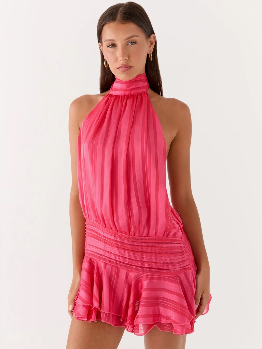 Peppermayo Hot Pink Halter Mini Dress